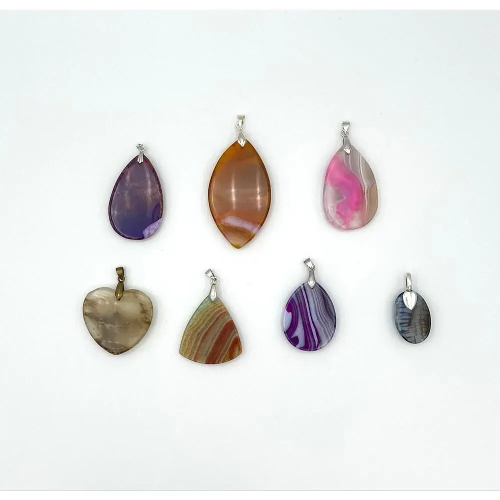 Destash Lot 18 Stone Pendants and Bails Jewelry Making & 1 Glass Pendant Lot #2